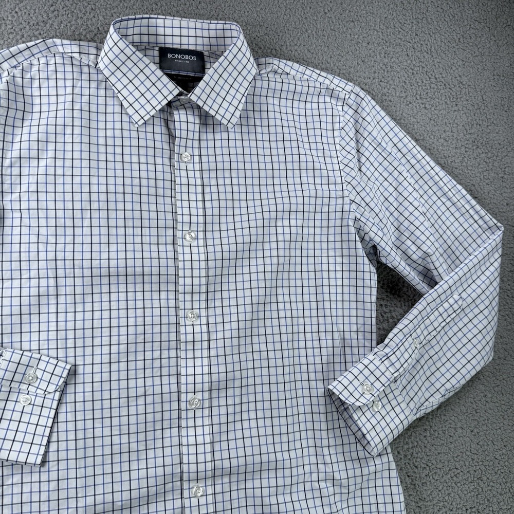 Bonobos Dress Shirt Mens 16.5/35 Tailored Slim‎ Fit Button Up Windowpane Preppy